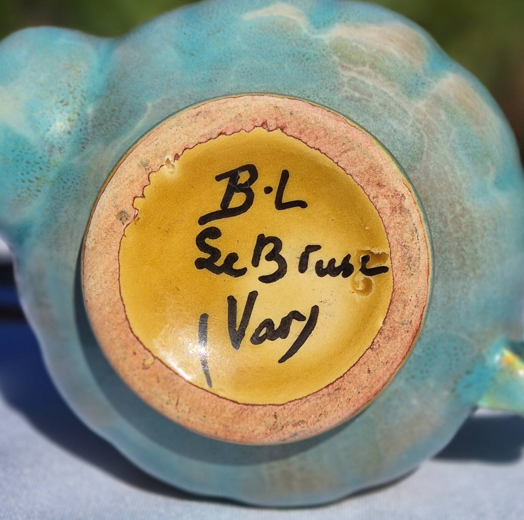 Charming turquoise and amber fluted ceramic – Atelier Le Brusc (Var)