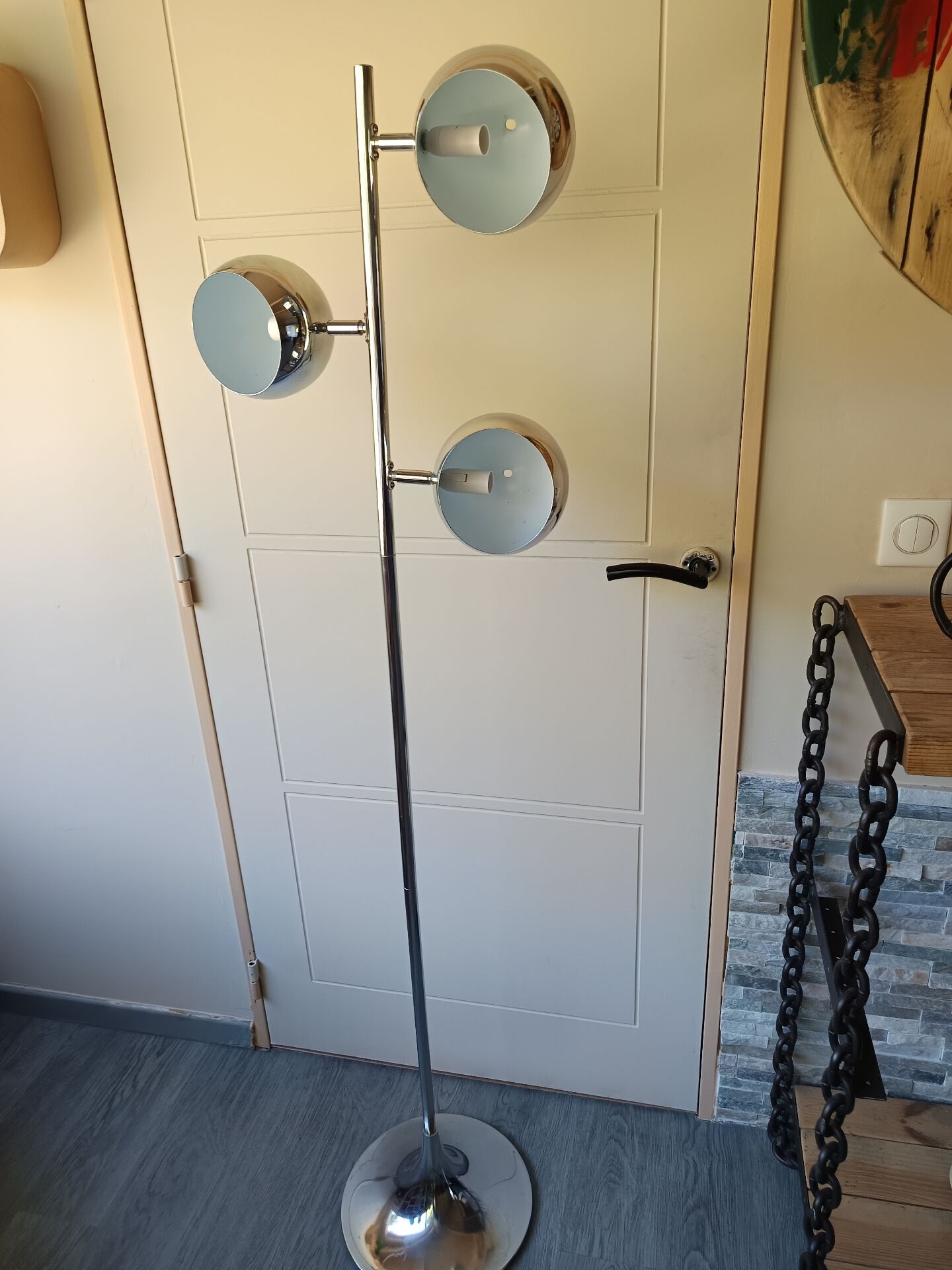 Vintage chrome floor lamp Space Age - 3 "Eyeball" globes (1970s)