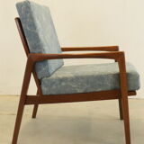 Mid century teak Armchair 'Mettmann' - reupholstered