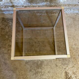 Vintage Cube Coffee Table, Aluminum + Smoked Glass, 1980s