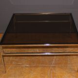 Chromium and smoked worm coffee table circa 1970