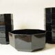 Dessert Set - Vintage Salad Bowl and Ramekins - Arcoroc Black Glass