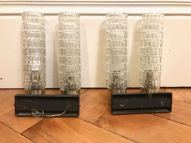 Pair of double glass wall light