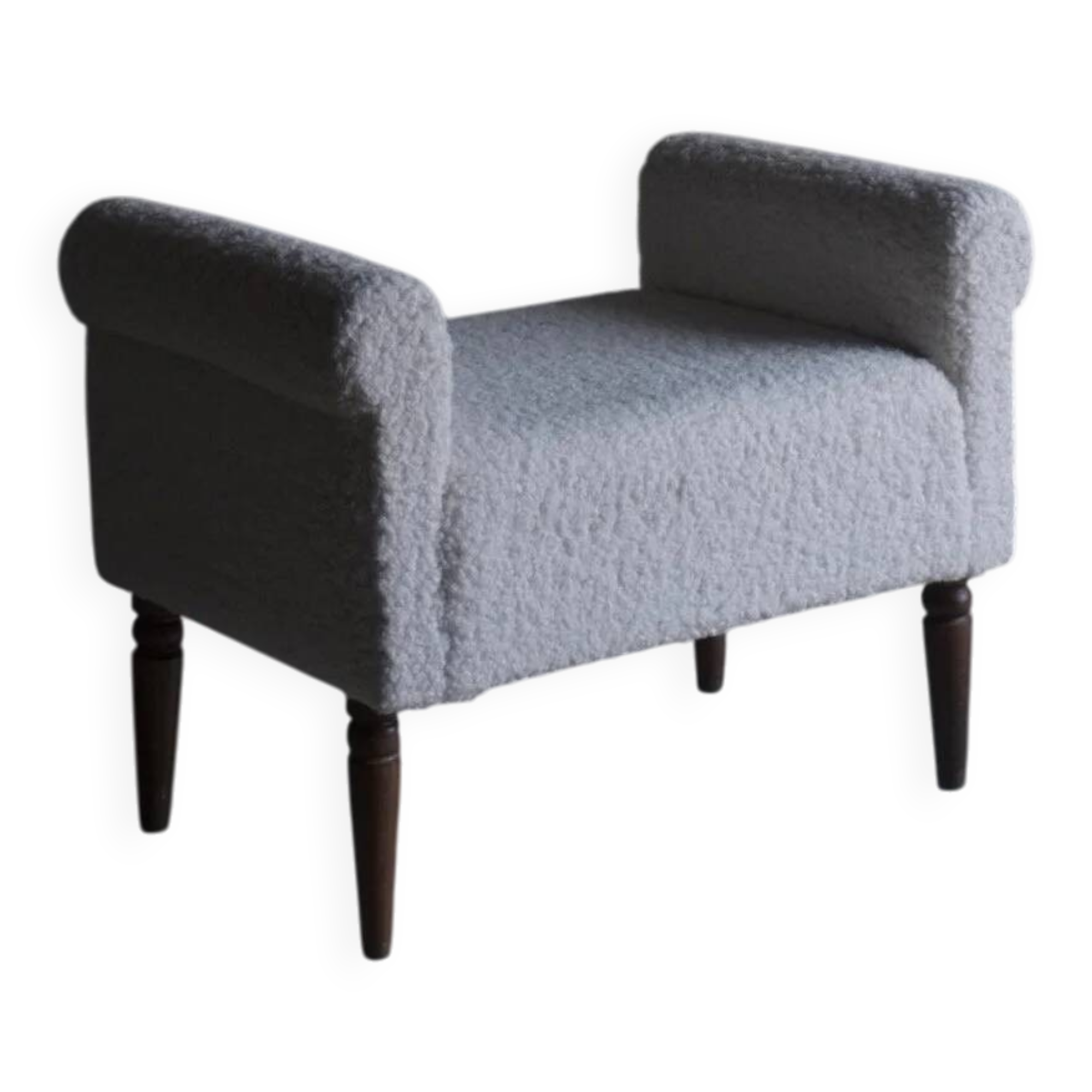 White faux shearling ottoman | 1960s