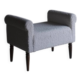 Pouf en fausse fourrure blanche | Années 1960
