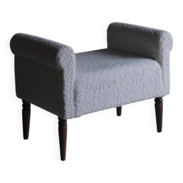 Pouf en fausse fourrure blanche | Années 1960