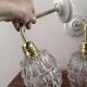 Pair of ceramic and glass wall sconces