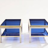 Pair of Flaminia chrome brass side tables by Willy Rizzo 1970