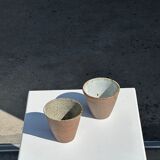 Lot de 2 tasses / mug en céramique indonésienne (mat brun)