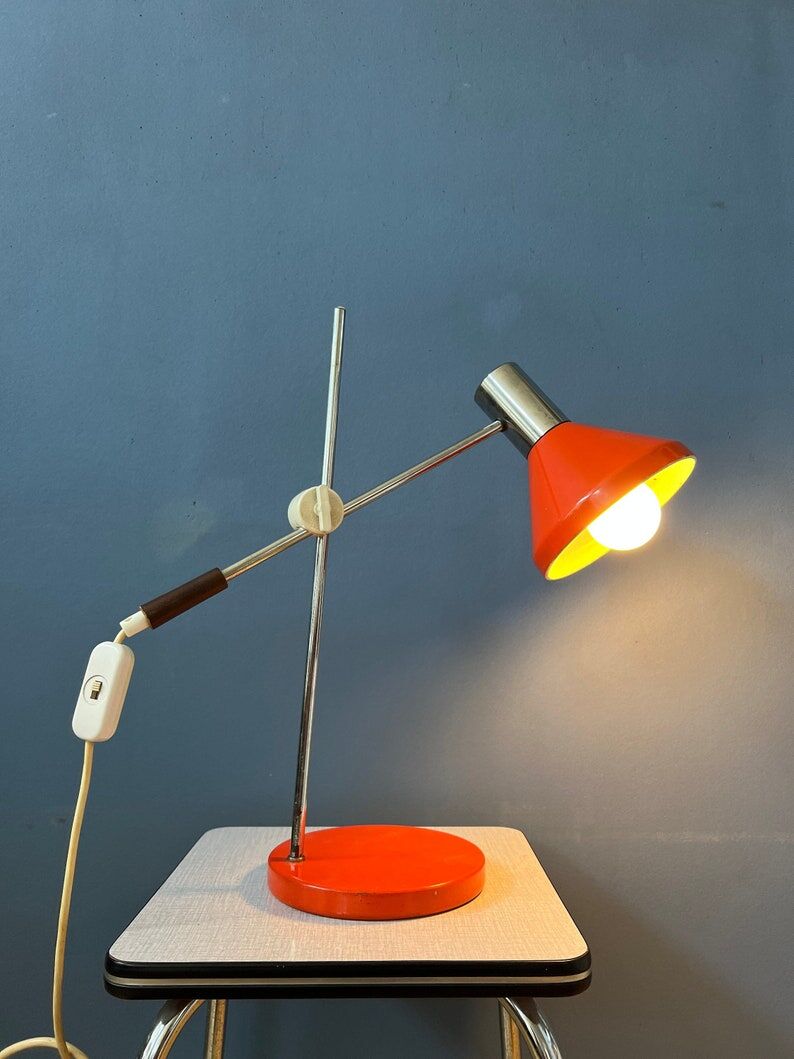 Mid-century red desk lamp