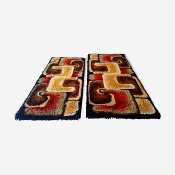 Pair of muticolore in 70s wool carpet