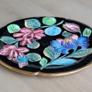 Large Decorative Enamelled Ceramic Plate — Vallauris — Floral Decoration