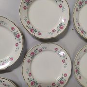 Lot of 10 plates a dessert Sarreguemines digoin Flowers pink lined golden