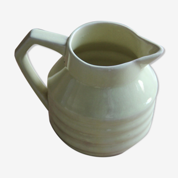 Art-deco pitcher in pale yellow earthenware