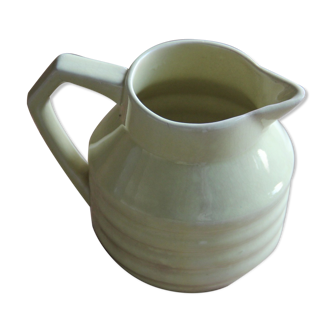 Art-deco pitcher in pale yellow earthenware