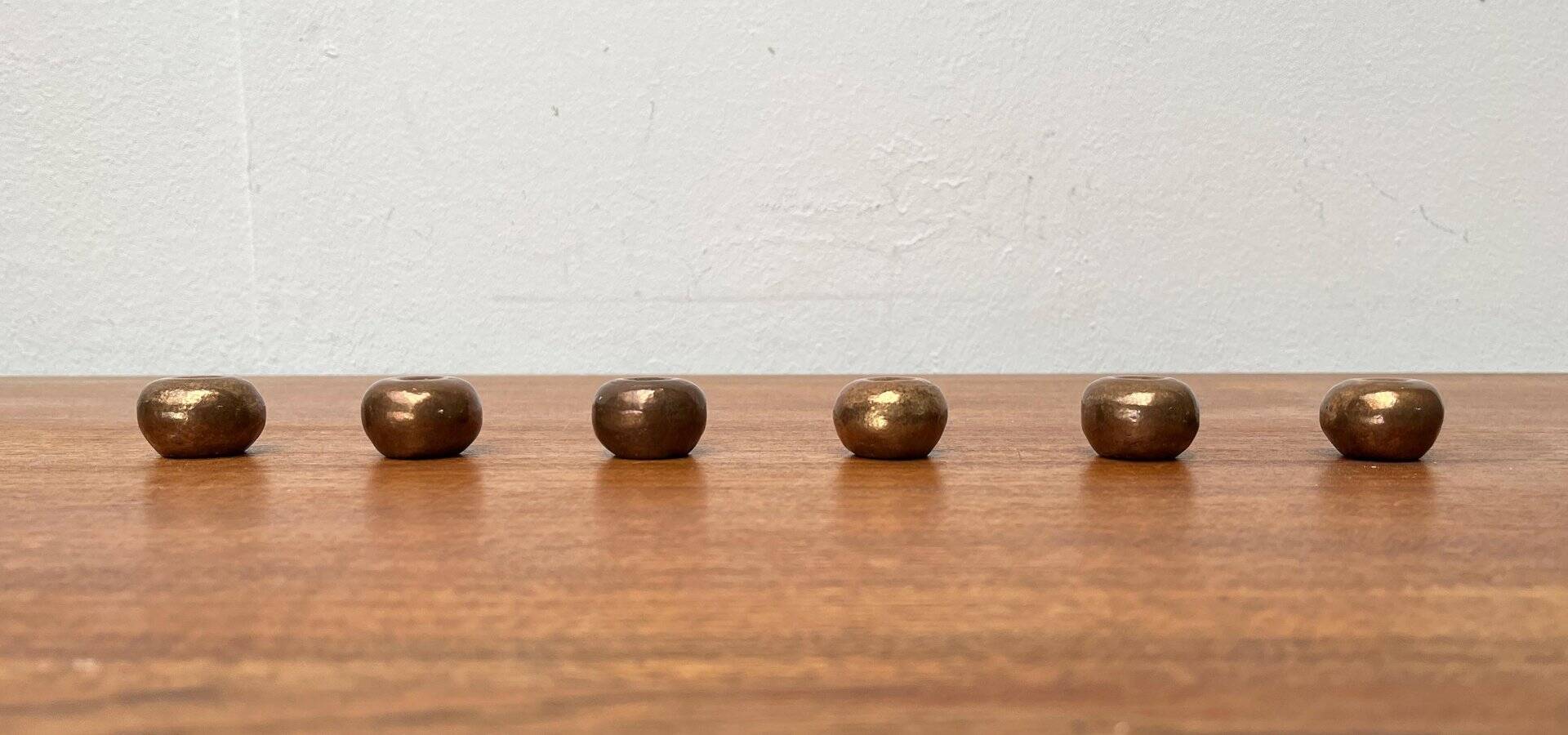 Brutalist Mid-Century Candle Holder in Bronze, 1960s, set of 6