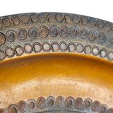 Vintage 1960s Hand-Carved Wooden Plate - Intricate Floral and Spiral