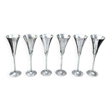 Set of six vintage chrome metal champagne flutes – 1970s