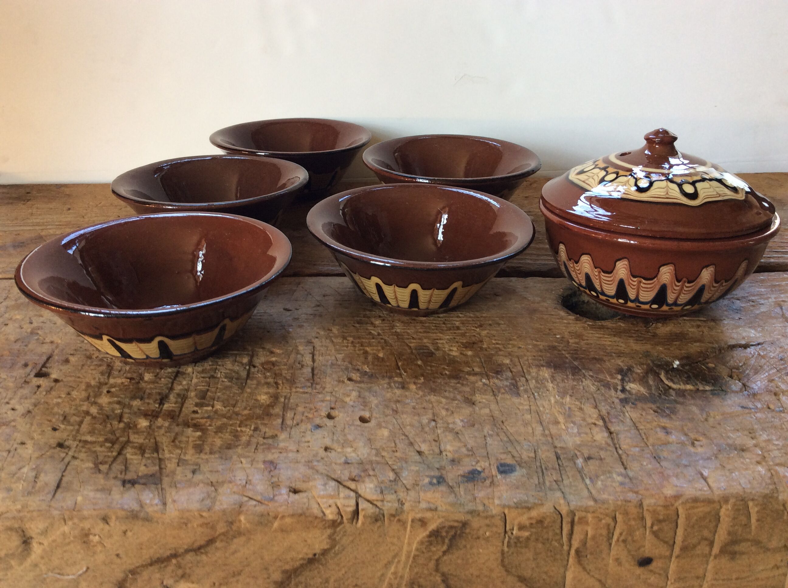 Set de 5 coupelles décors Marbeling vintage
