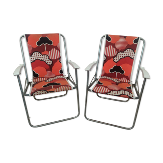 Paire de chaises pliantes de camping années 70