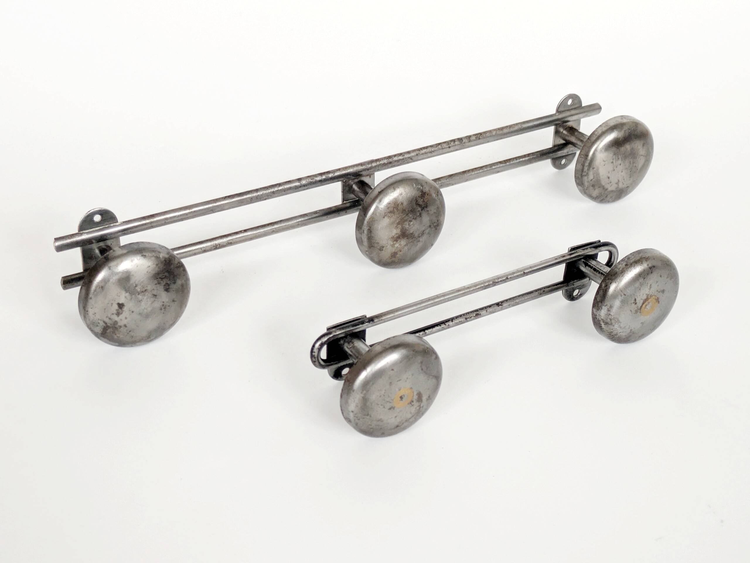 Pair of wall hooks in steel, industrial style, 1950s