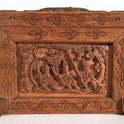 Carved wooden box Indochina late 19th early 20th popular art