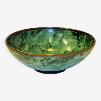 Green glazed stonewear dish by Nittsjö Keramik, Sweden 1940s