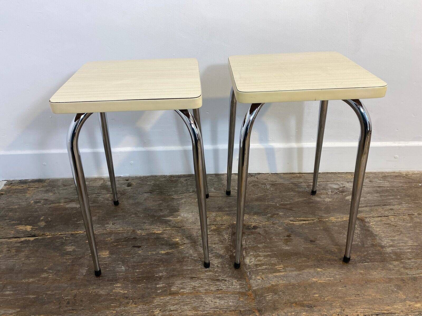 Pair of vintage stools, white formica and chrome