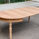 Round extendable dining table stripped in solid cherry wood France 1950