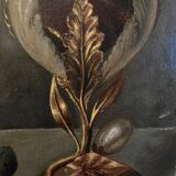 Oil on canvas with bouquet