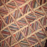 Old american carpet hooked handmade 88cm x 252cm 1880s