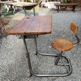 Vintage school desk in iron and wood