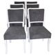 Set of 6 Art Deco grey and white chairs in wood and fabric, 1930s.