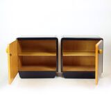 Mid Century Bedside Tables With Glass Tops, Czechoslovakia 1960s