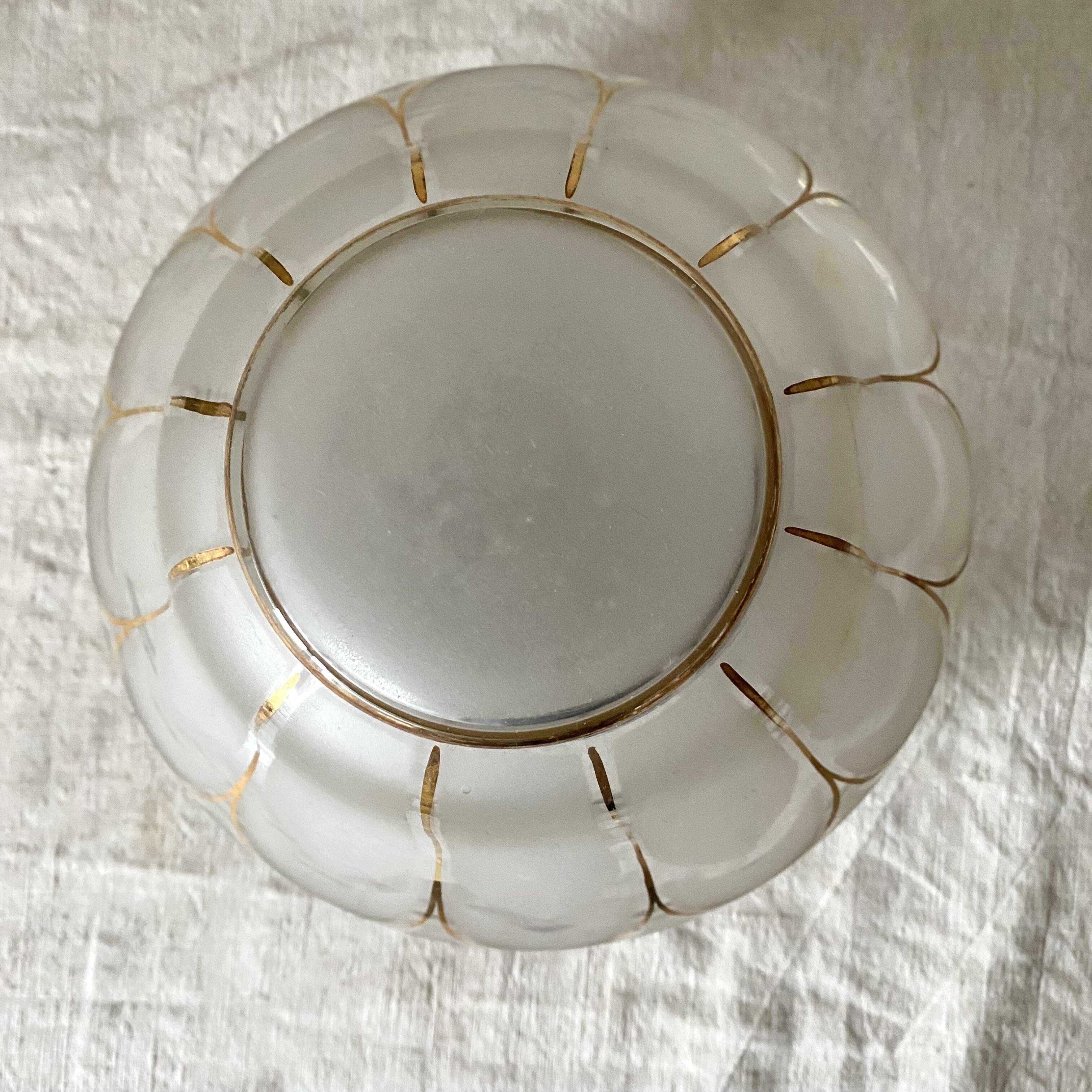 Art Deco ceiling light in frosted glass and gilding