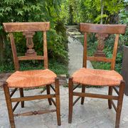 Pair of straw seated chairs