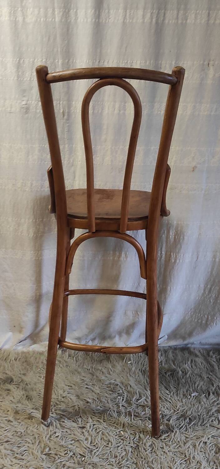 High chair in curved wood - mid. 20th century