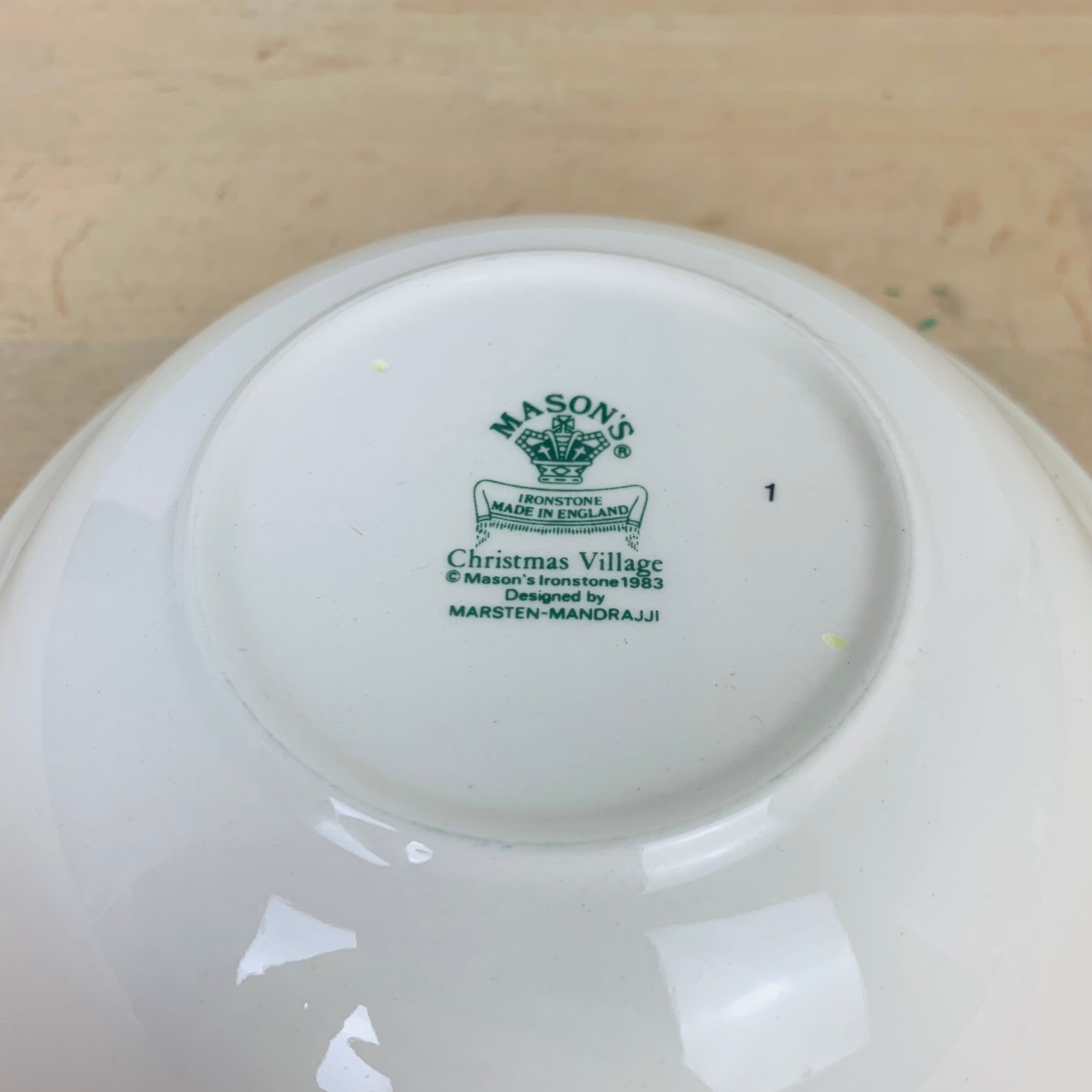 Empty pocket bowl Mason's Christmas Village ironstone