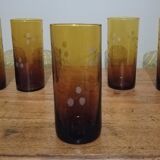 5 verres à orangeade ou à pastis en verre soufflé