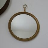 Round mirror gilded wall 60s 70s 23 cm