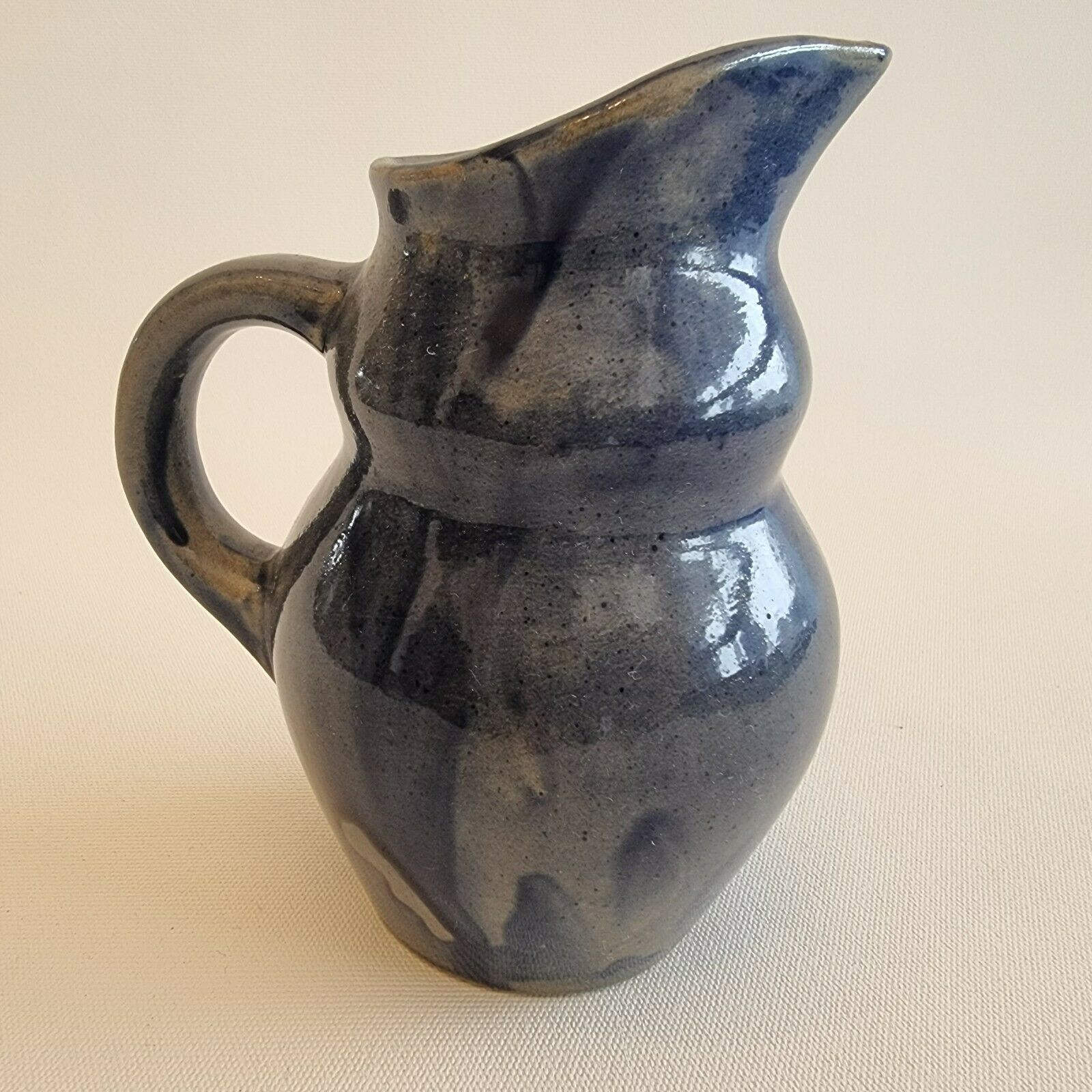 Faience Heraldique Pierrefonds Pitcher blue enamelled sandstone