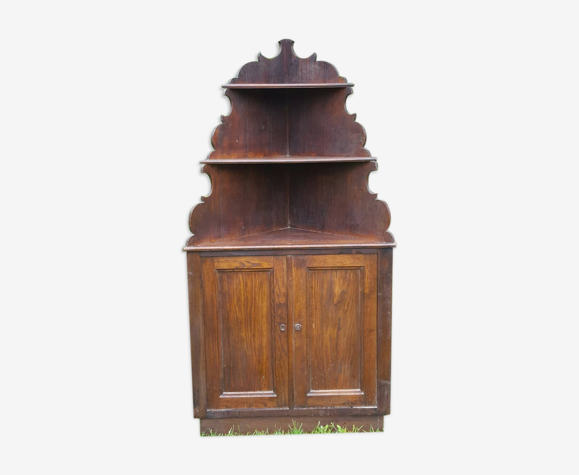 Meuble d'angle encoignure étagère en chêne