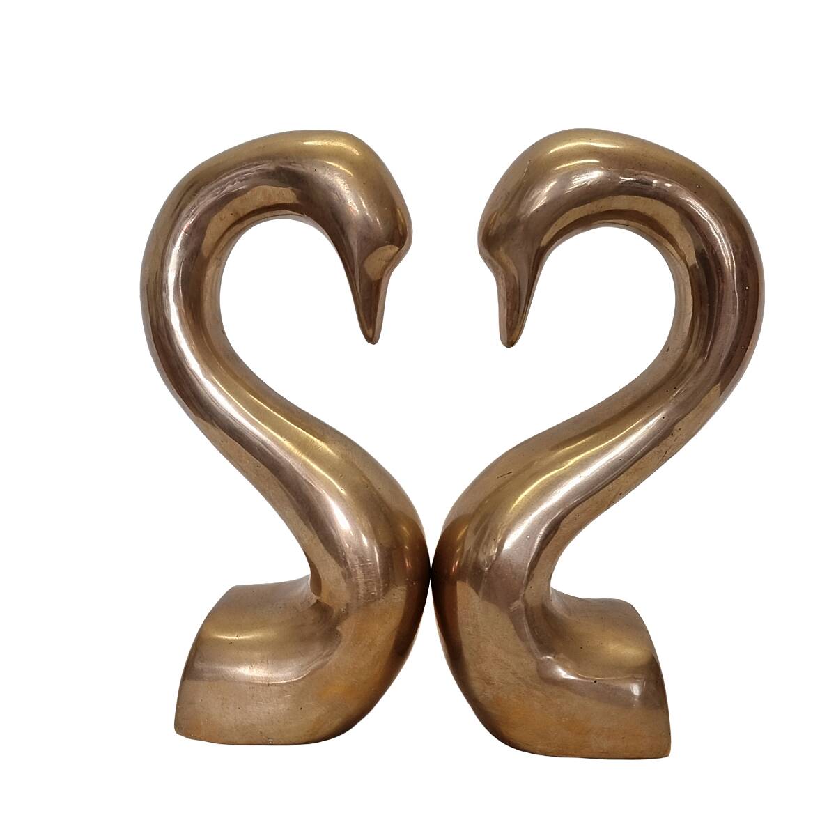 Vintage Italian Brass Swan Neck Bookends, 1970s