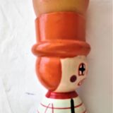 Coquetier ancien en bois peint main vintage