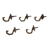 Set of 5 Vintage Brass Square Hooks