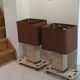 Imposing pair of lamps in Burgundy stone and brass art deco period