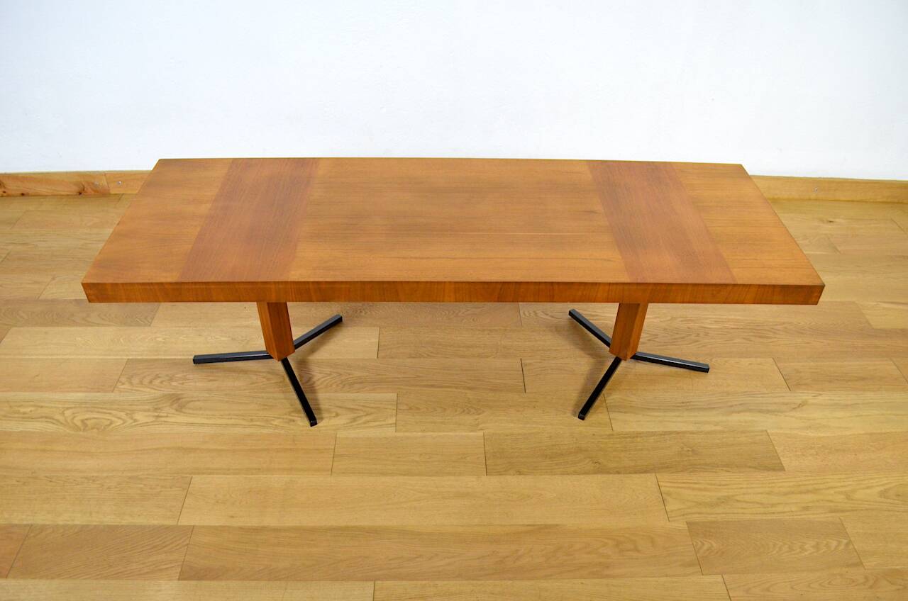 Grande Table Basse Vintage en Bois & Métal 1960