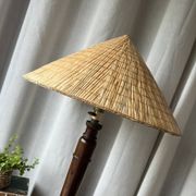 Large mahogany lamp with straw shade – "travel" spirit