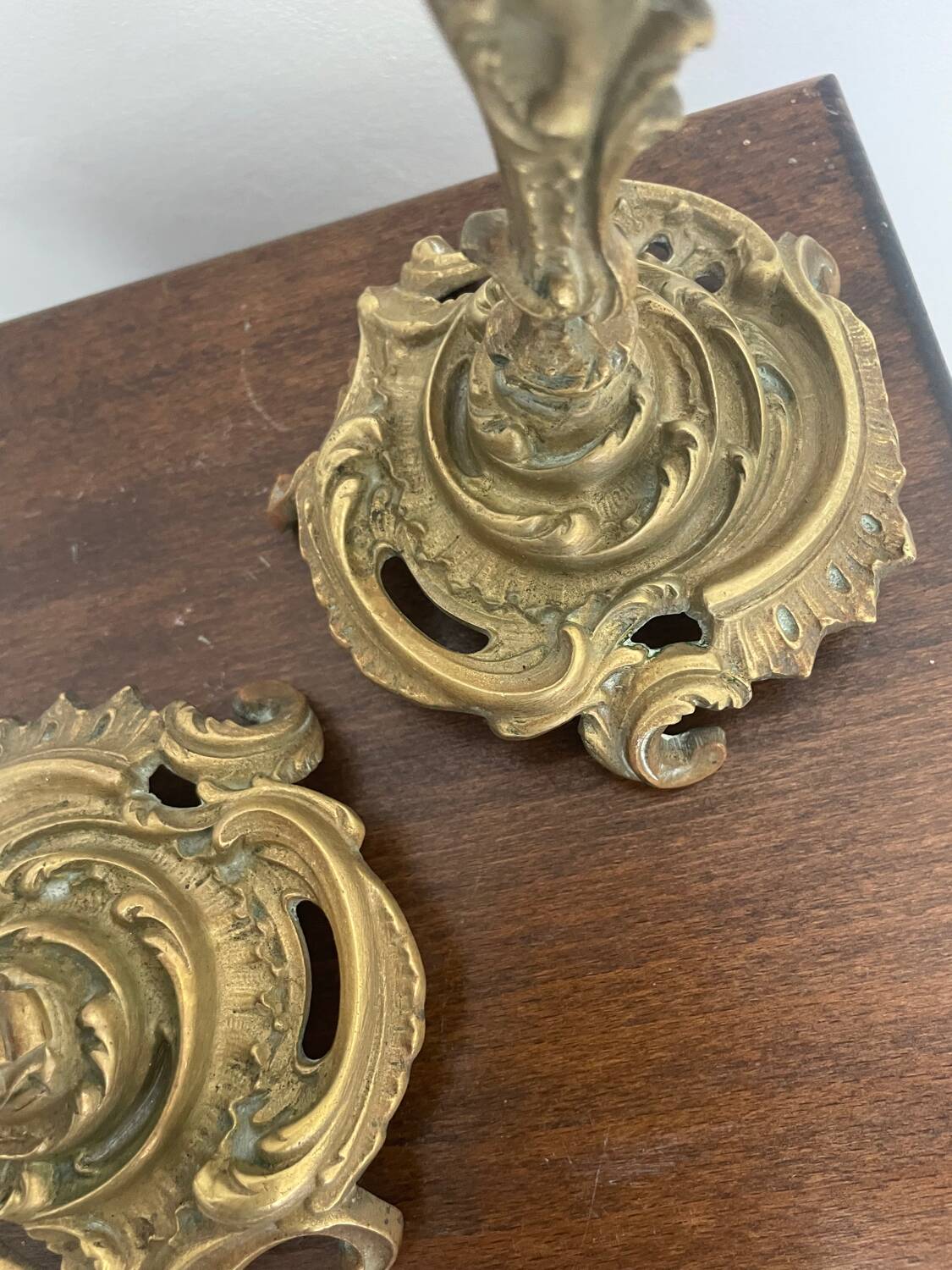 Pair of Louis XV style gilt bronze candlesticks