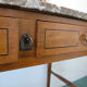 Belgian Art Deco dressing table with marquetry, red marble top, 1920-1930